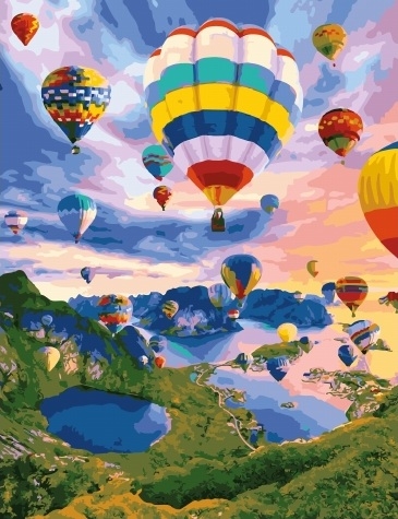 Картина по номерам 40x50 Прекрасный пейзаж с воздушного шара