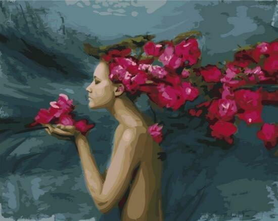 Картина по номерам 40x50 Девушка - душа цветов