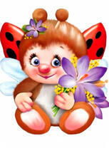 Милая божья коровка с цветами