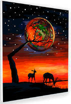 Олени на водопое под полной луной