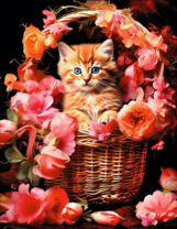 Без бренда «Рыжий котенок в корзине с цветами» во Владикавказе в интернет-магазине  Без бренда «Рыжий котенок в корзине с цветами» во Владикавказе