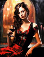 Без бренда «Обворожительная брюнетка с бокалом красного вина» во Владикавказе 