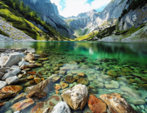 Изумрудное озеро среди гор