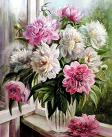 Без бренда «Пионы в прозрачной вазе у окна» во Владикавказе 